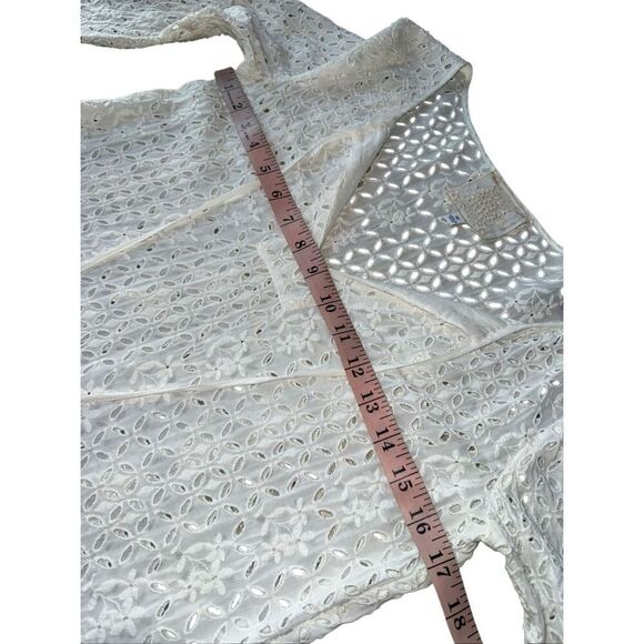 Johnny Was White Eyelet Blouse with Bell Sleeves Size XS - Picture 8 of 11